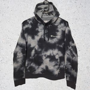 Champion TieDye Hoodie Black Gray Medium